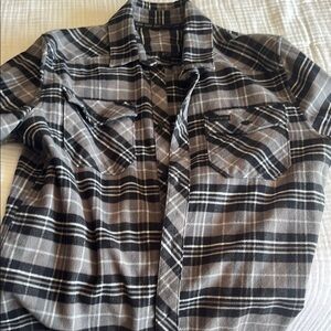 Kuiu Men's Black and Gray Plaid Shirt